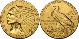 USA. 5 Dollars 1908. Fried. 148. AV. g. 8.31 mm. 21.50 Good VF/About EF.