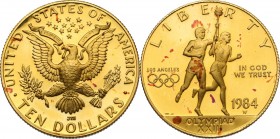 USA. 10 Dollars 1984 for the Los Angeles Olympics. Fried. 196. AV. g. 16.65 mm. 27.00 PROOF.