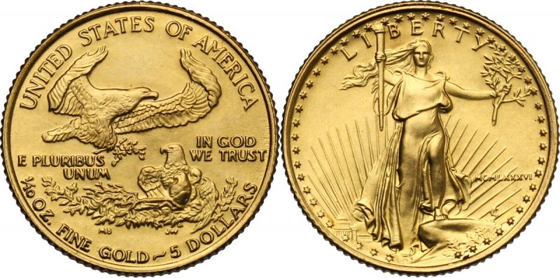 USA. 5 dollars 1986. Fried. B4. AV. g. 3.35 mm. 16.50 UNC.