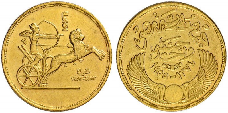 ÄGYPTEN
Republik, 1953-1958. 1 Pound 1955 (1374 AH). Gründung der Republik. 8.5...
