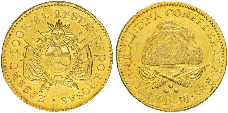 ARGENTINIEN
Republik
8 Escudos 1838. Assayer R. 27.00 g. Fr. 8 Selten / Rare. ...