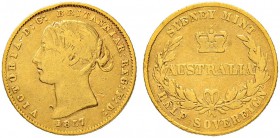 AUSTRALIEN
Victoria, 1837-1901. Half sovereign 1857, Sydney. 3.88 g. Schl. 811. Fr. 10. Selten / Rare. Winziger Kratzer / Minor scratch. Sehr schön /...