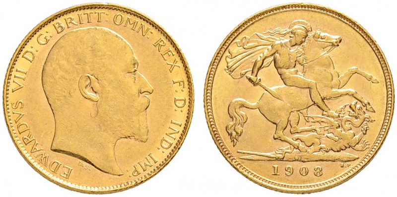 AUSTRALIEN
Edward VII. 1901-1911. Half sovereign 1908, Perth. 3.98 g. Seaby 397...
