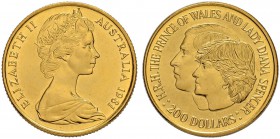 AUSTRALIEN
Elizabeth II. 1952-. 200 Dollars 1981. Auf die Hochzeit von Prinz Charles und Lady Diana Spencer. 9.99 g. KM 73. Fr. 45. FDC / Uncirculate...