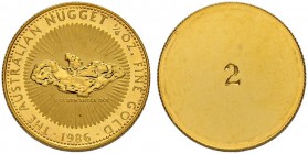 AUSTRALIEN
Elizabeth II. 1952-. 25 Dollars 1986. Einseitige Probeprägung. Eingravierte "2" auf der Vorderseite. 7.87 g. Fr. B3. Von grösster Seltenhe...