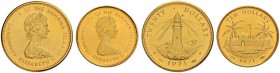 BAHAMAS
Elizabeth II. 1952-. 20 Dollars 1971. Leuchtturm. 10 Dollars 1971. Festung. Fr. 9, 11. Polierte Platte. FDC. / Choice Proof. (2)