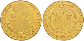 BOLIVIEN
Carlos IV. 1788-1808. 8 Escudos 1805, Potosi. 26.90 g. Cayon 14598. Fr. 14. Kleine Kratzer und Randfehler / Minor scratches and rim nicks. S...