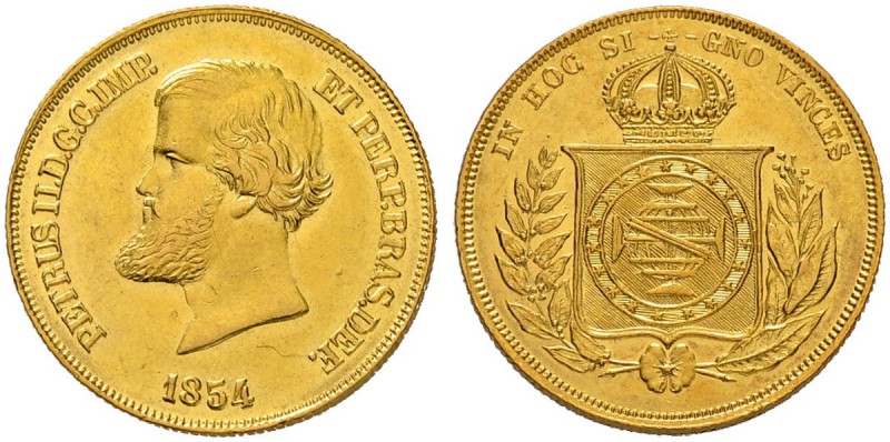 BRASILIEN
Pedro II. 1831-1889. 10000 Reis 1854, Rio. 8.93 g. KM 467. Fr. 122. F...