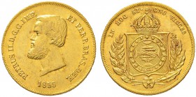 BRASILIEN
Pedro II. 1831-1889. 5000 Reis 1855, Rio. 4.46 g. Russo 674. KM 470. Fr. 121a. Vorzüglich / Extremely fine.