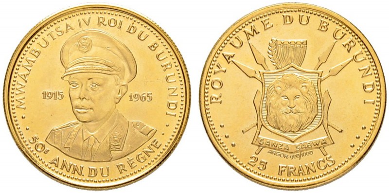 BURUNDI
Mwambutsa IV. 1962-1966. 25 Francs 1965. 50jähriges Regierungsjubiläum....
