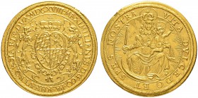 DEUTSCHLAND
Bayern, Herzogtum, seit 1623 Kurfürstentum, seit 1806 Königreich
Maximilian I. 1598-1651. Doppeldukat 1618, München. 6.90 g. Witt. 821. ...