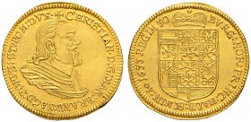 DEUTSCHLAND
Brandenburg-Bayreuth, Markgrafschaft
Christian, 1603-1655. Dukat 1653, Nürnberg. Auf sein 50. Regierungsjubiläum. 3.45 g. Slg. Wilm. -. ...