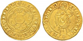 DEUTSCHLAND
Frankfurt
Reichsmünzstätte
Sigismund von Luxemburg, König 1410-1433. Goldgulden o. J. (1418-1429). 3.45 g. J.u.F. 104. Fr. 937. Prachtv...