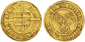 DEUTSCHLAND
Köln, Erzbistum
Dietrich II. von Mörs, 1414-1463. Goldgulden o. J. (um 1440), Riehl. 3.41 g. Noss 367. Fr. 797. Sehr schön / Very fine....