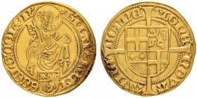 DEUTSCHLAND
Köln, Erzbistum
Hermannn IV. von Hessen, 1480-1508. Goldgulden o. J., Bonn. 3.34 g. Noss 467ff. Fr. 802. Gutes sehr schön / Good very fi...
