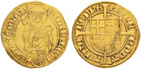 DEUTSCHLAND
Köln, Erzbistum
Hermannn IV. von Hessen, 1480-1508. Goldgulden o. J., Bonn. 3.26 g. Noss 467ff. Fr. 802. Leicht gereinigt / Minor cleani...