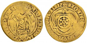 DEUTSCHLAND
Mainz, Erzbistum
Konrad III. von Dhaun, 1419-1434. Goldgulden o. J. (1427/1428), Bingen. 3.30 g. Felke 1165. Fr. 1628. Schön / Fine.