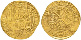 DEUTSCHLAND
Mainz, Erzbistum
Adolph II. von Nassau, 1461-1475. Goldgulden o. J. (1464/65), Mainz. 3.36 g. Felke 1422. Fr. 1628. Gewellt / Wavy planc...
