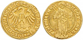 DEUTSCHLAND
Nürnberg, Stadt
Goldgulden 1515. St. Laurentius. 3.22 g. Kellner 6. Slg. Erl. 116. Fr. 1801. Sehr schön / Very fine.