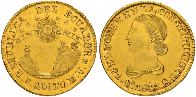 ECUADOR
Republik
8 Escudos 1841, Quito. Münzmeister Miguel Vergara. 26.95 g. K...