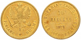 FINNLAND
Alexander II. 1855-1881. 10 Markkaa 1878, Helsinki. 3.22 g. Schl. 2. Fr. 1. Vorzüglich / Extremely fine.