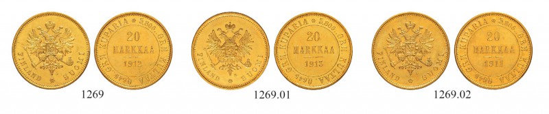 FINNLAND
Nikolaus II. 1894-1917. 20 Markkaa 1911, 1912, 1913, Helsinki. Schl. 1...