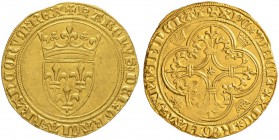 FRANKREICH
Königreich
Charles VI. 1380-1422. Ecu d'or à la couronne o. J. (3. Emission, 11.9.1389), Tournai. 3.69 g. Duplessy 369B. Fr. 291. Gutes s...