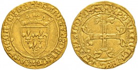 FRANKREICH
Königreich
Charles VII. 1422-1461. 1/2 Ecu d'or à la couronne o. J. (4. Emission, 26.5.1447), Paris. 1.71 g. Duplessy 513C. Fr. 308. Selt...