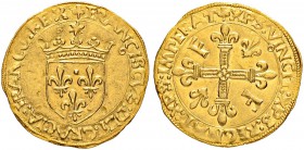 FRANKREICH
Königreich
François I. 1515-1547. Ecu d'or au soleil o. J. (5. Typ, 3. Emission, 21.7.1519), Toulouse. 3.38 g. Duplessy 775var. Fr. 345. ...
