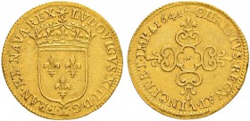 FRANKREICH
Königreich
Louis XIII. 1610-1643. Ecu d'or 1641 X, Amiens. 3.37 g. Gadoury 55. Fr. 398. Vorzüglich / Extremely fine.