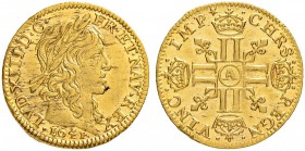 FRANKREICH
Königreich
Louis XIII. 1610-1643. 1/2 Louis d'or 1641 A, Paris. 3.34 g. Gadoury 57. Fr. 411. Kleine Schrötlingsfehler / Minor planchet de...