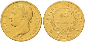 FRANKREICH
Königreich
I. Kaiserreich. Napoleon I. 1804-1815. 40 Francs 1811 A, Paris. 12.85 g. Gadoury 1084. Fr. 505. Sehr schön / Very fine.