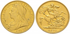 GROSSBRITANNIEN
Königreich
Victoria, 1837-1901. 2 Pounds 1893, London. 15.96 g. Seaby 3873. Schl. 394. Fr. 395. Kratzer und Randfehler/ Scratches an...