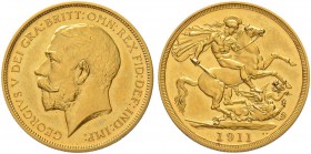 GROSSBRITANNIEN
Königreich
George V. 1910-1936. 2 Pounds 1911, London. 15.96 g. Seaby 3995. Schl. 544. Fr. 403. Von polierten Stempeln / Proof. FDC ...