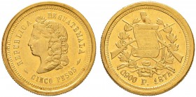 GUATEMALA
Republik. 5 Pesos 1874. Assayer P. 8.04 g. KM 198. Fr. 45. Vorzüglich / Extremely fine.
