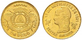 HONDURAS
1 Peso 1901. 1.58 g. KM 56. Fr. 7. Gutes vorzüglich / Good extremely fine.