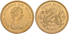 HONGKONG
Elizabeth II. 1952-2007. 1000 Dollar 1976. Year of the Dragon. 15.98 g. KM 40. Fr. 2. Polierte Platte. FDC / Choice Proof.