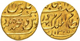 INDIEN
Hyderabad
Mir Mahbub Ali Kahn II, 1285-1329 AH (1869-1911). Ashrafi 1305 AH (1887/88). 11.17 g. KM 22. Eingepunzte Prüfmarke. / Shroff mark. ...