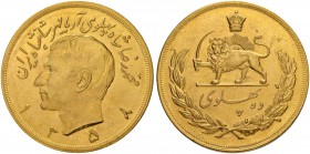 IRAN
Mohammad Reza Pahlavi Shah, 1320-1358 SH (1941-1979). Pahlavi 1358 SH (1979). 81.57 g. KM 1213. Fr. 98a. Vorzüglich-FDC / Extremely fine-uncircu...