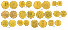 ISRAEL
Republik
Gedenkmünzen in Gold. 100 und 20 Lirot 1962. Präsident Weizmann. 50 Lirot 1964. 10. Jahrestag der Bank. 100 Lirot 1967. Klagemauer. ...