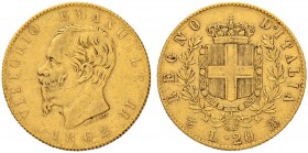 ITALIEN
Königreich
Vittorio Emanuele II. 1859-1878. 20 Lire 1862 T, Torino. 5.93 g. Nomisma 849. Schl. 39. Fr. 11. Sehr schön / Very fine. Dieses un...
