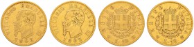 ITALIEN
Königreich
Vittorio Emanuele II. 1859-1878. 10 Lire 1863 T, Torino. 2 Stück. Durchmesser: 18.5 mm. Nomisma 870. Schl. 49. Fr. 15. Sehr schön...