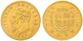 ITALIEN
Königreich
Vittorio Emanuele II. 1859-1878. 5 Lire 1865 T, Torino. 1.58 g. Nomisma 876. Schl. 54. Fr. 16. Sehr selten / Very rare. Fast vorz...