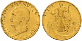 ITALIEN
Königreich
Vittorio Emanuele III. 1900-1946. 100 Lire 1931/IX R, Roma. 8.79 g. Nomisma 1055. Schl. 108. Fr. 33. Fast FDC / About uncirculate...