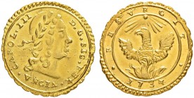 ITALIEN
Neapel / Sizilien
Carlo III. 1707-1734. Oncia 1734, Palermo. 4.41 g. MIR 514/2. Fr. 885. FDC / Uncirculated.