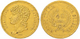 ITALIEN
Neapel / Sizilien
Gioacchino Murat, 1808-1815. 40 Lire 1813, Napoli. 12.88 g. MIR 439/1. Schl. 358.2. Fr. 859. Sehr schön / Very fine.