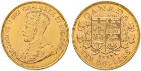 KANADA
George V. 1910-1936. 10 Dollars 1913, Ottawa. 16.71 g. Schl. 851. Fr. 3. Gutes vorzüglich / Good extremely fine.