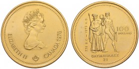 KANADA
Elizabeth II. 1952-. 100 Dollars 1976. XXI. Olympische Spiele in Montreal. 13.32 g. KM 115. Fr. 7. FDC / Uncirculated.