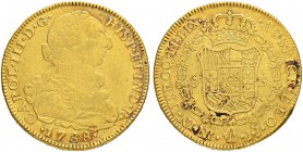 KOLUMBIEN
Carlos III. 1759-1788. 8 Escudos 1788, JJ-Nuevo Reino. 26.85 g. Cayon 13006. Fr. 35. Schön-sehr schön / Fine-very fine.