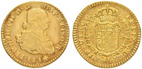 KOLUMBIEN
Fernando VII. 1808-1824. 1 Escudo 1814, JF-Nuevo Reino. 3.47 g. C.T. 293. Fr. 65. Gutes sehr schön / Good very fine.